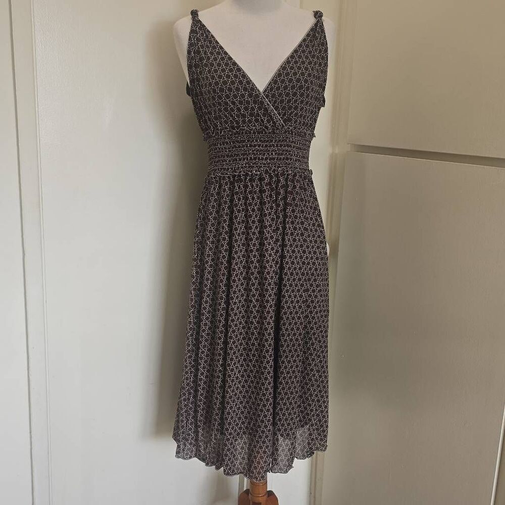 Max Studio Black and White Printed Midi Dress